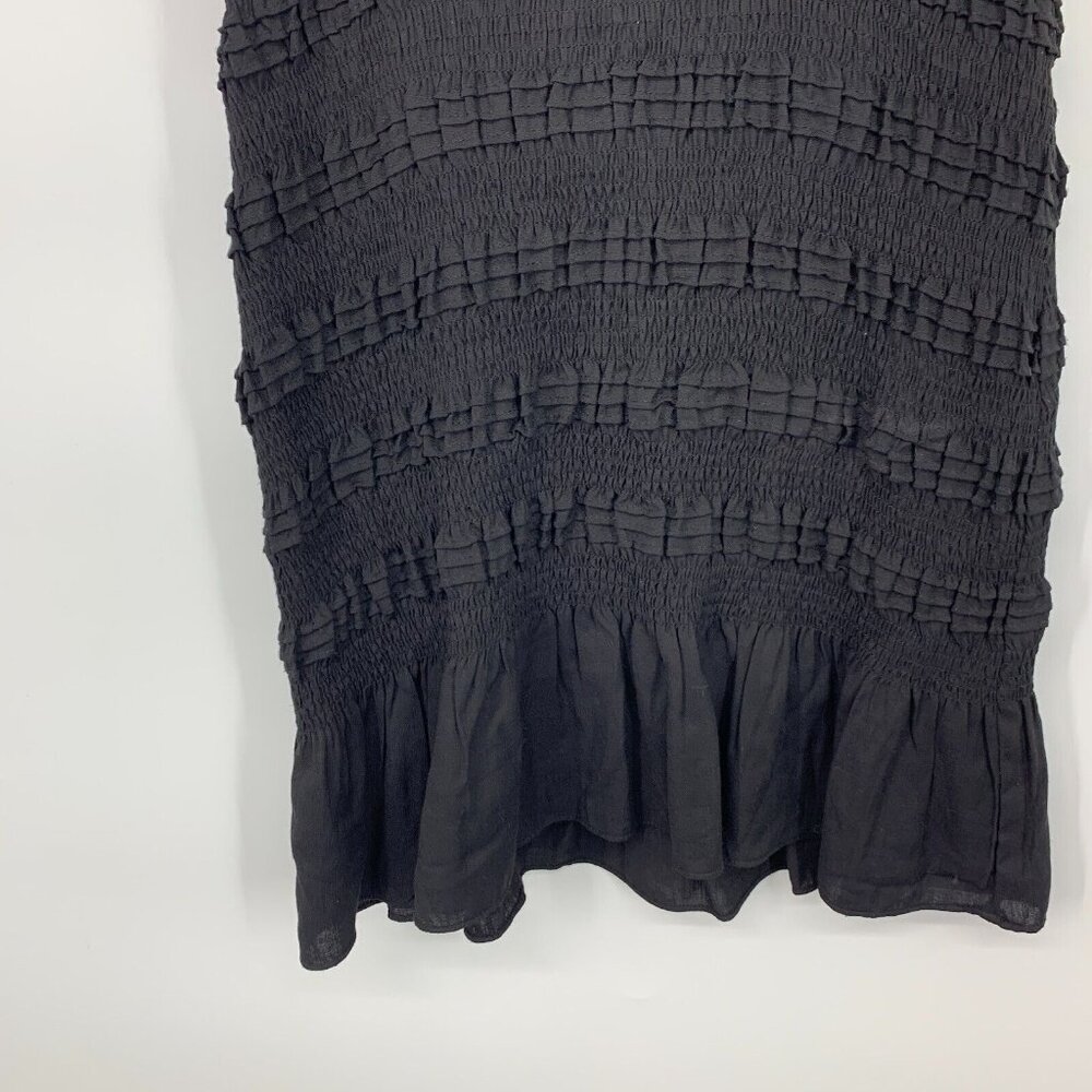 Do + Be Dress Black Sleeveless Smocked Mini V Neck Ruffle - Picture 8 of 9